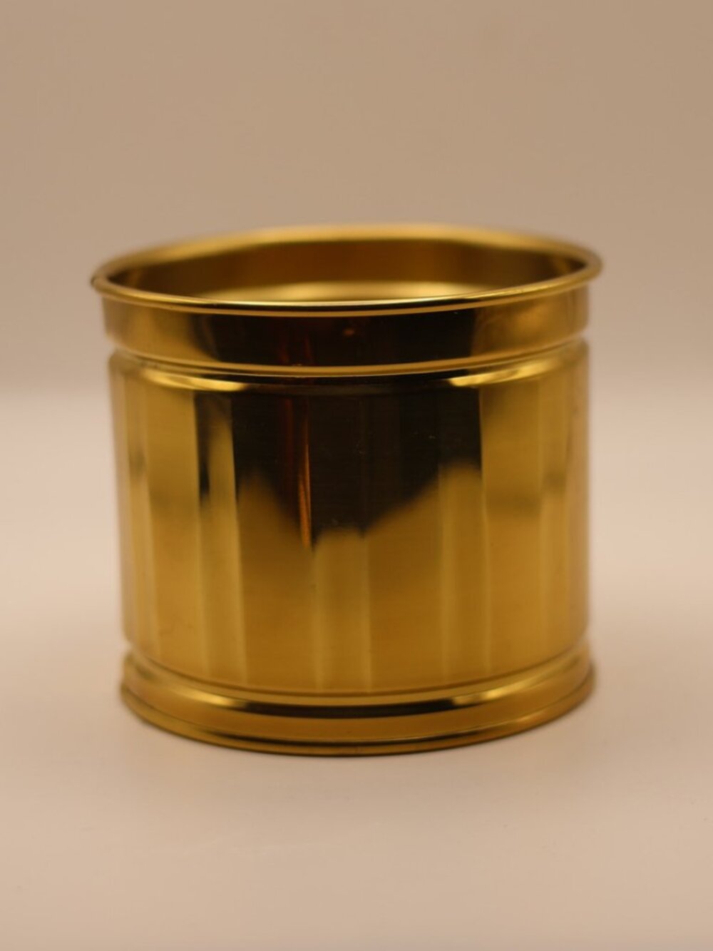 Vintage Small Ribbed Brass Planter Pot - 3.5" x 3"